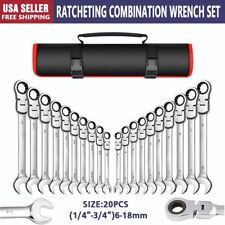 20-piece Sae And Metric Ratcheting Combination Wrench Set Flex-headfixed Head