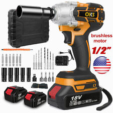 Cordless Electric Brushless Impact Wrench Gun 12 High Power Driver W2battery