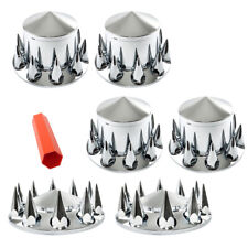 Chrome Hub Cover Kit Front Rear Semi Truck 33mm Nut Wheel Axle Covers Spiked
