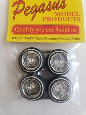 124-125 Scale Dayton Style Medium Chrome Wire Wheels And Tires