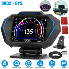 Hud Obd2gps Car Head Up Digital Display Gauge Speedometer Turbo Rpm Alarm Temp