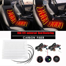 Universal Carbon Fiber Seats Heated Seat Heater Kit Car Cushion Round Switch 12v