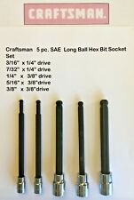 Craftsman 5pc 14 - 38 Sae Long Ball Hex Allen Bit Socket Set
