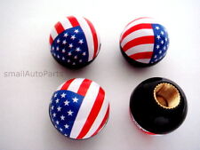 4 American Usa Flag Ball Tirewheel Stem Air Valve Caps Set Car Truck Hot Rod