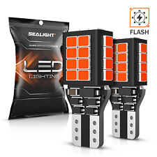 Sealight 921 912 T15 Flash Strobe Pure Red Led Stop 3rd Brake Light Bulbs 2pcs