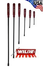 Wilde 6pc Pry Bar Set Hard Cap Hammer Strike Handle 8-36 Steel Rack Made In Usa