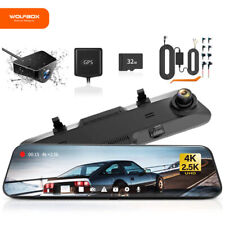 Wolfbox 4k2.5k Front And Rear Mirror Camera Dash Cam Free 32gb Card