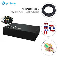 15 Gallon 60.5l Black Aluminum Fuel Cell Gas Tank12v Fuel Pumpnylon Fuel Line