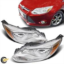 Fits 2012 2013 2014 Ford Focus Chrome Headlights Headlamps Assembly Leftright