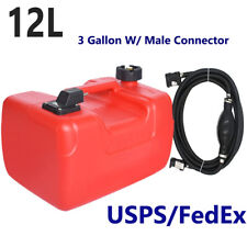12l Fuel Tank Gas Tank Portable 3 Gallon Marine Outboard Boat Tank Wconnector