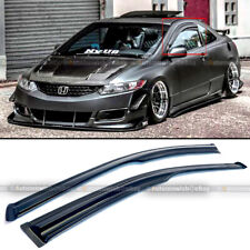 For 06-10 Civic 2dr Coupe Mugen Style 3d Wavy Black Tinted Window Visor