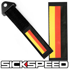 Black German Flag High Strength Racing Tow Strap Front Rear Tow Hook