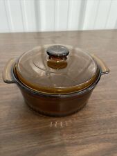 Vintage Anchor Hocking Fire King Amber Brown Glass 1 Qt Cooking Pot Lid 1436