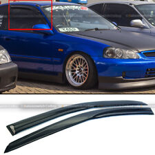 For 96-00 Honda Civic 2dr Coupe Mugen Style 3d Wavy Black Tinted Window Visor