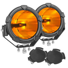 Pair 6-inch Universal Spot Amber Pro Round Led Fog Driving Lights W Covers Kit