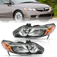 For 2006-2011 Honda Civic Sedan Black Headlights Headlamps Passenger Driver Pair