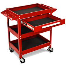 Ironmax Three Tray Tool Cart Organizer Rolling Utility Decker Wdrawer Red