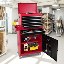 Carsty 2-in-1 Tool Chest Storage Cabinet W Adjustable Shelf 5 Drawers Red