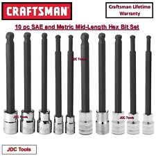 Craftsman 10pc 14 38 Sae Metric Mm Long Hex Allen Bit Ratchet Socket Set
