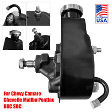 Power Steering Pump W Reservoir For Chevy Bbc Sbc 350 454 Chrome Saginaw New