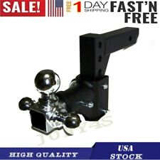 Triple Ball Swivel Adjustable Drop Turn Trailer Tow Hitch Mount For 2 Receiver