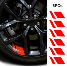 6 Pcs Reflective Car Wheel Rim Vinyl Decal Sticker Accessories Red For 18-21
