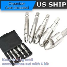 5pc Screw Extractor Set Easy Out Drill Bits Guide Broken Screws Bolt Remover
