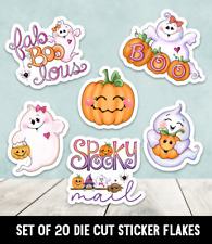 Spooky Mail Ghosts Mixed Set Of 6 Different Designs Die Cut Stickers - Set Of 20