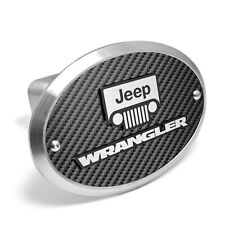 Jeep Wrangler 3d Logo Carbon Fiber Look Oval Billet Aluminum 2 Tow Hitch Cover