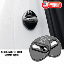 2pcs Mazda Speed Black Stainless Steel Door Striker Cover Lock Buckle Cap Sport