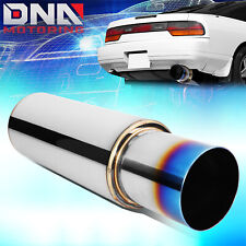 2.5 Inlet 4 Outlet Stainless Steel Car Exhaust Muffler Round Blue Burnt Tip