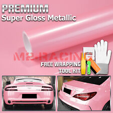 Premium Super Gloss Metallic Cherry Blossom Pink Vinyl Car Wrap Sticker Decal