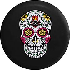 Spare Tire Cover Sugar Skull Pink Yellow Heart Fits Jeeps And Many Vehicles