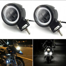 2x White Halo Angel Eye Led Spot Light Motorcycle Headlight Driving Fog Lamp