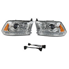 Pair Chrome Led Drl Projector Headlamps Fits 2013-2018 Dodge Ram 150025003500