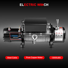 12v 12000lb Electric Winch Towing Trailer Steel Cable Off Road For Jeep Wrangler