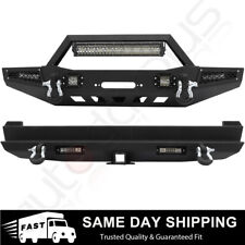 Steel Front Rear Bumper W Led Light D-ring Winch For 1984-2001 Jeep Cherokee