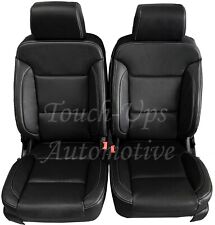 15-18 Chevrolet Tahoe Two 2 Row Black Silver Leather Seat Covers Perforated Kit