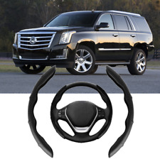 15 Carbon Fiber Black Leather Car Steering Wheel Cover For Cadillac Escalade