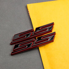 2x Red Ss Car Trunk Fender Badge Sticker Black Coated Sport Emblem For Camaro