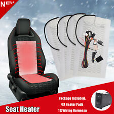 12v Car Seat Carbon Fiber Heated Cushion Seat Heater Pad 5 Level Switch Kit