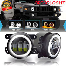 Pair 4 Inch Round Led Fog Lights Halo Driving Lamps For Hummer H3 H3t 2006-2010