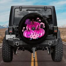 Pink Pumpkin Breast Cancer Awareness Halloween Spare Tire Cover Fit Jeep Suv