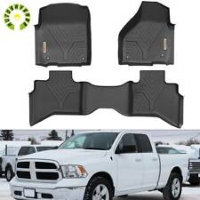 All Weather 3pcs Floor Mats Liners For 2012-2018 Dodge Ram 1500 Quad Cab Rubber