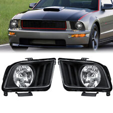 Pair Left Right Black Headlights Assembly For 2005-2009 Ford Mustang