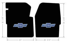 New Black Floor Mats 1960-1966 Chevy Pickup Truck C10 K10 Blue Embroidered Logo