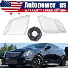 New Pair Clear Headlight Lens Coverglue For Cadillac Cts 2008-2013