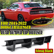 Glossy Black Rear Bumper Lip Diffuser Shark Fins Fits 15-23 Dodge Challenger Srt