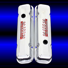 Valve Covers Factory Height For Pontiac 400 Engines Chrome With 400 Emblem Red