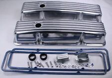 Polished Aluminum Finned Tall Valve Covers For 1958-86 Sbc Small Block Chevy 350